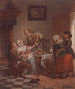 An interior with figures drinking and eating fruit unknow artist